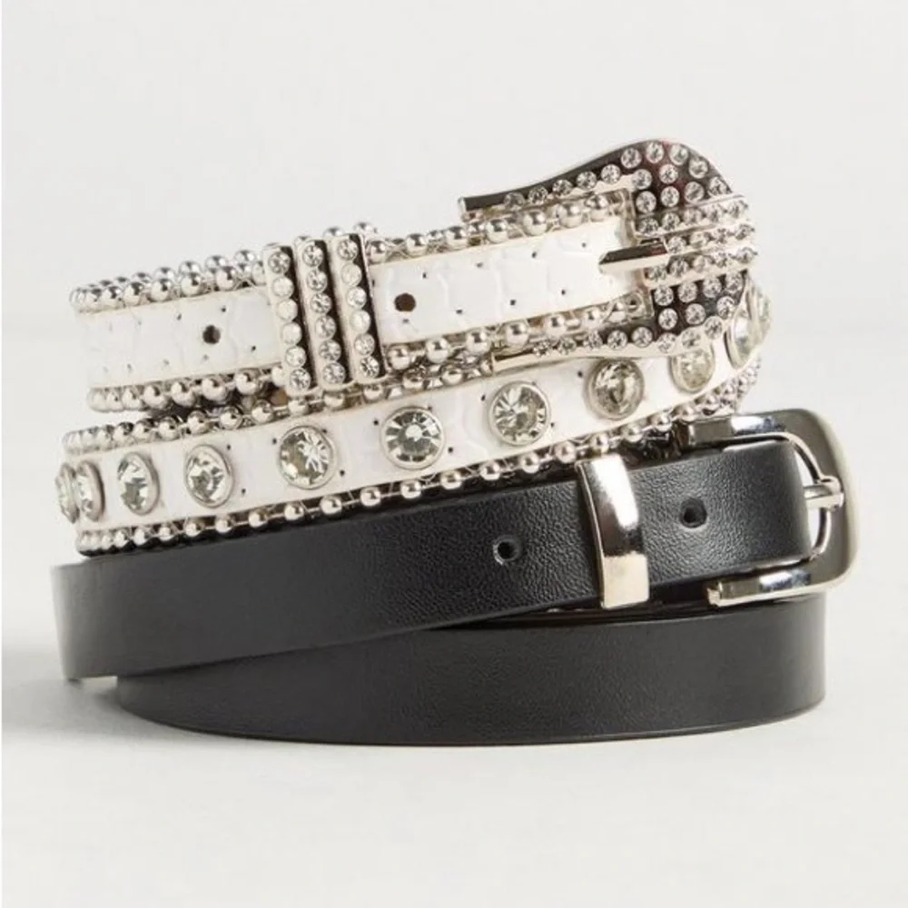 Torrid Black and Silver Glitter Belt Duo